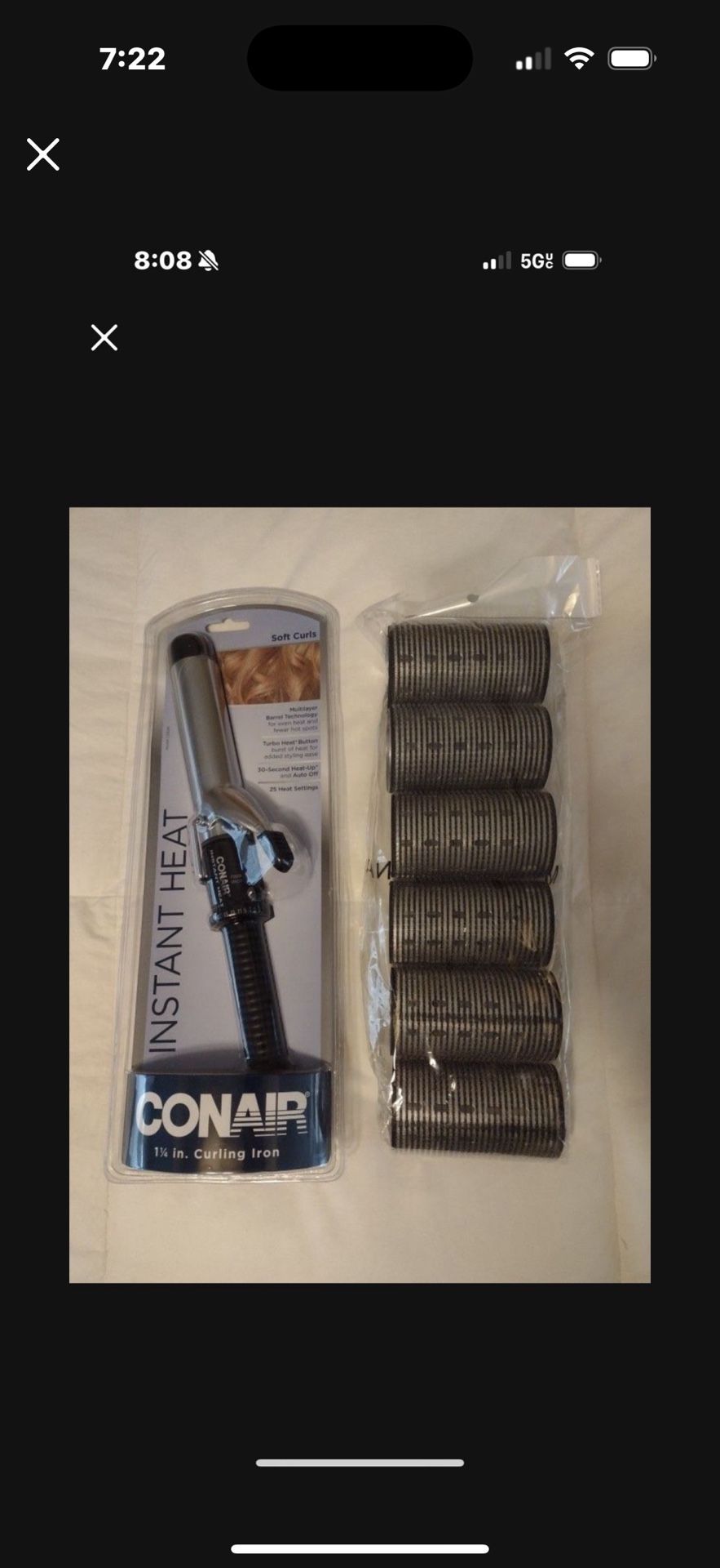 Conair Instant Heat 1 1/4-Inch Curling Iron And 1 Pack Of Six 2 Inch Rollers