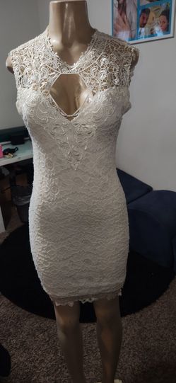 White Lace Bodycon Mini Dress