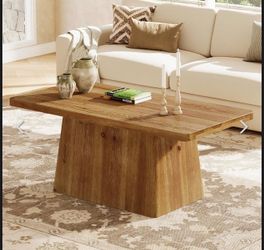 F2481 47.24 x 23.62 x 19.69 ″ Wood Coffee Table, Farmhouse Center Table Tea Table with Sturdy Pedestal