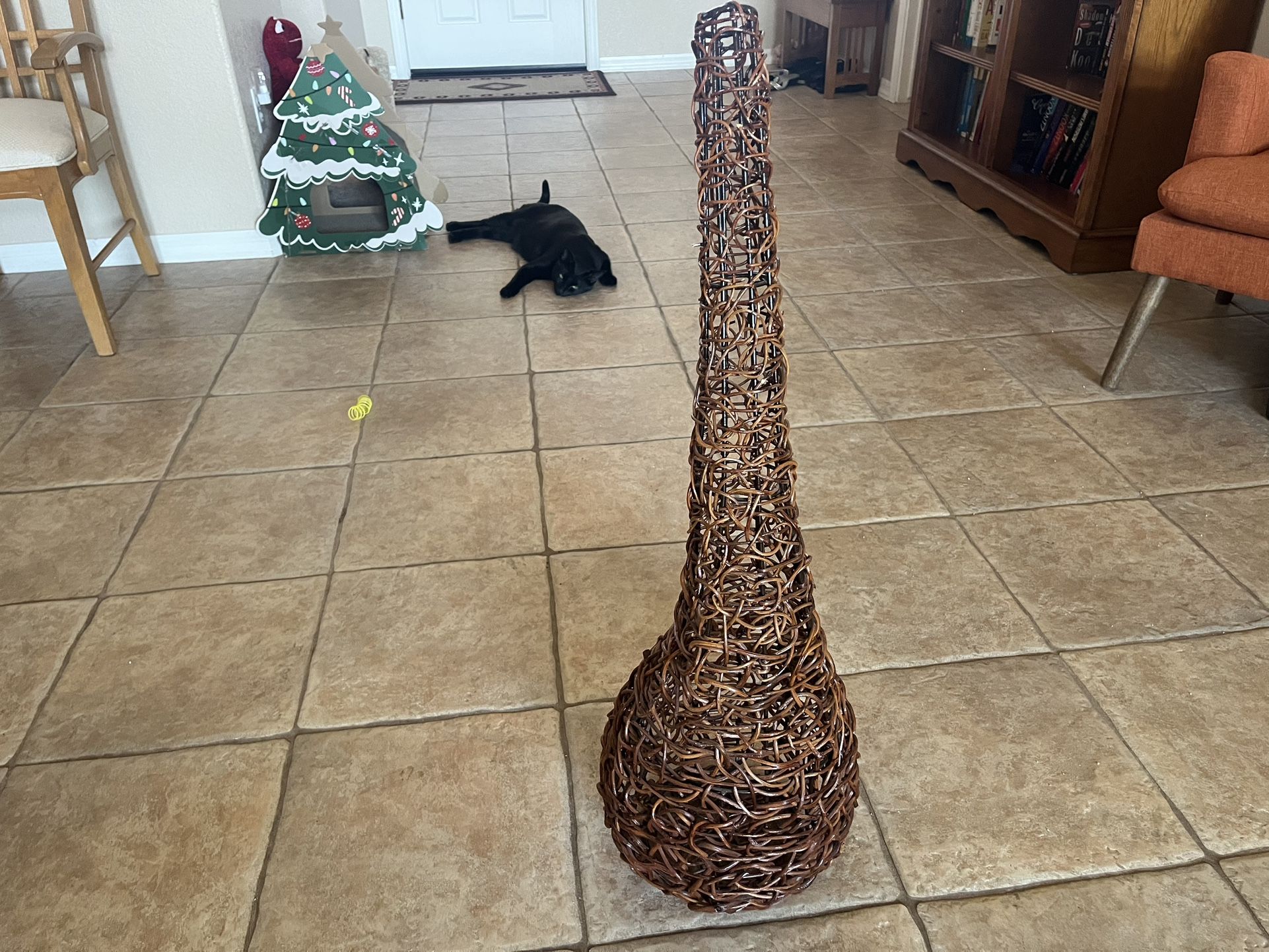 Art Deco Modern Tall Rattan Vase Decor