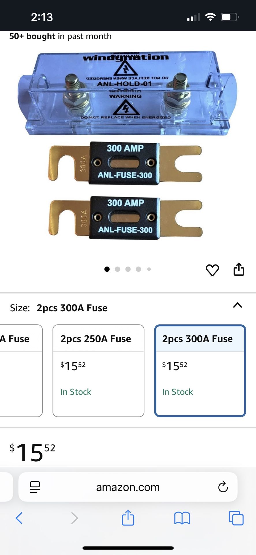 WindyNation ANL Fuse Holder + Fuse (2pcs 300A)