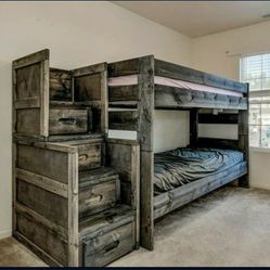 Twin Bunk Beds  (American Furniture) No Steps With Mattresses 