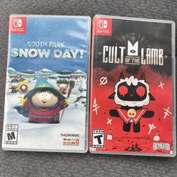 Nintendo Switch Games (South Park Snow Day + Cult Of The Lamb)