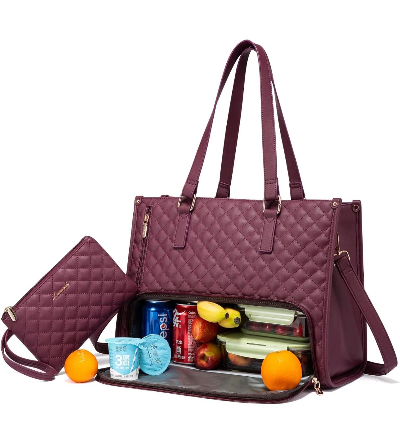 New: LOVEVOOK Laptop Tote Bag & Wallet for Women with Insulated Cooler Lunch Compartment