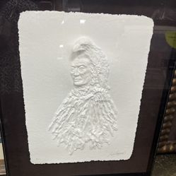 Vintage “The War Lord” Cast Paper Relief Framed Sculpture By Carlo Wahlbeck