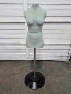 Light Blue Fabric Dress Form Mannequin Torso with Metal Stand