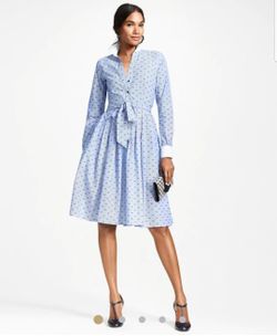 Brooks Brothers Clip Dot Dobby Dress 0P $198