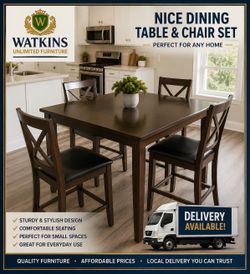 Beautiful Dark Wood Dining Table & Chair Set – Perfect for Family Meals! 🍽️