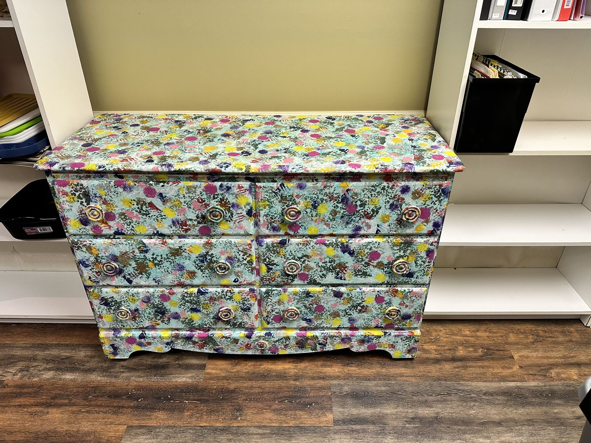 Six drawer dresser, paint to look like a coral reef