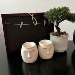 Cute Picture Frame With 2 Face Candle Holders 