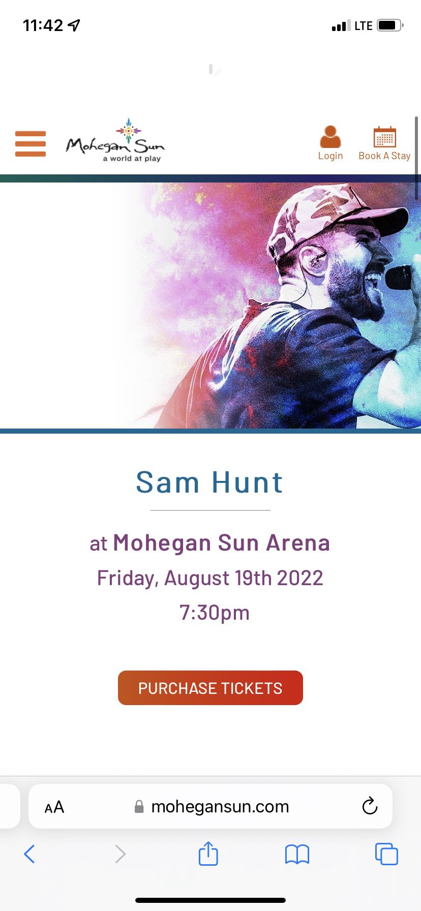 2 Sam Hunt Tickets August 19th Mohegan Sun 