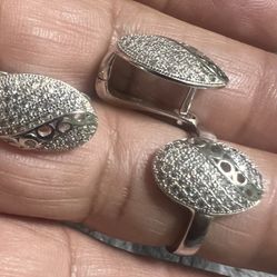 925 Sterling Silver Size 7 Ring Matching Earring 