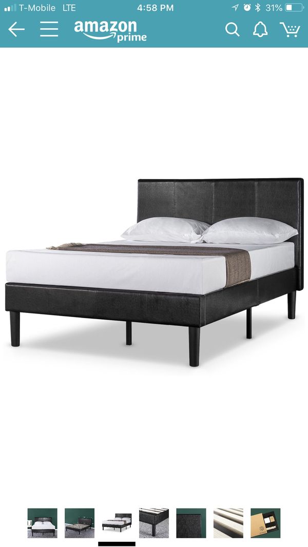 Zinus Deluxe Faux Leather Upholstered Platform Bed With Wooden Slats Open In The Appcontinue To Mobile Website