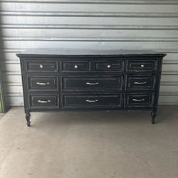 Solid Wood Black Vintage Dixie 9 Drawer Dresser