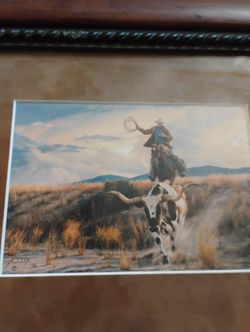 Cowboy On Horse Picture Frame
