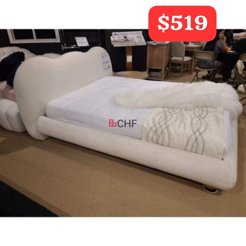 Boucle Fabric Queen Size Bed Frame - September Sale ! 