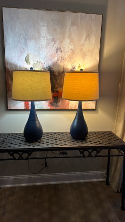 Dark Blue metal contemporary Table Lamps – $35 for Both