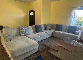 Large Sectional Couch + Ottoman– As Is
