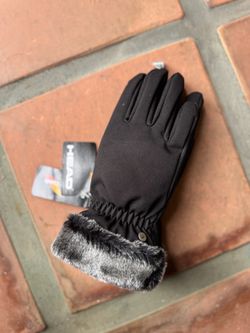 Head Black Winter Gloves with Faux Fur Cuff