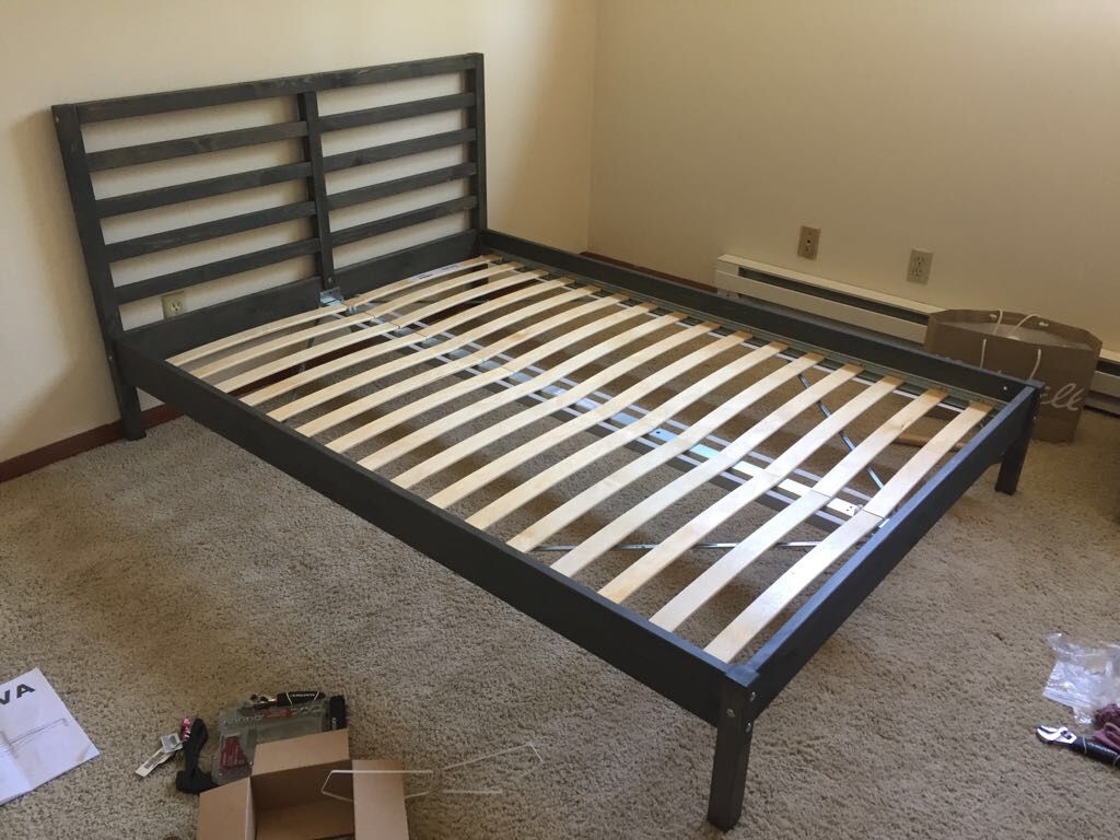 IKEA TARVA bed frame, full. Dark grey wooden