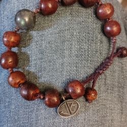 Joseph Brooks Antique Tibetan Bodhi Seed Bracelet with Black Tourmaline Center Bead