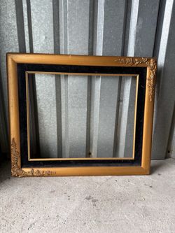 Gold Ornate Picture Frame with Black Matting