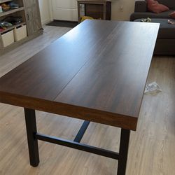 GarveeHome Industrial Dining Table for 4-6 People, 63" Long Kitchen Table with Sturdy Metal Frame, Rectangular Counter for Dinner, Kitchen, Dining Roo