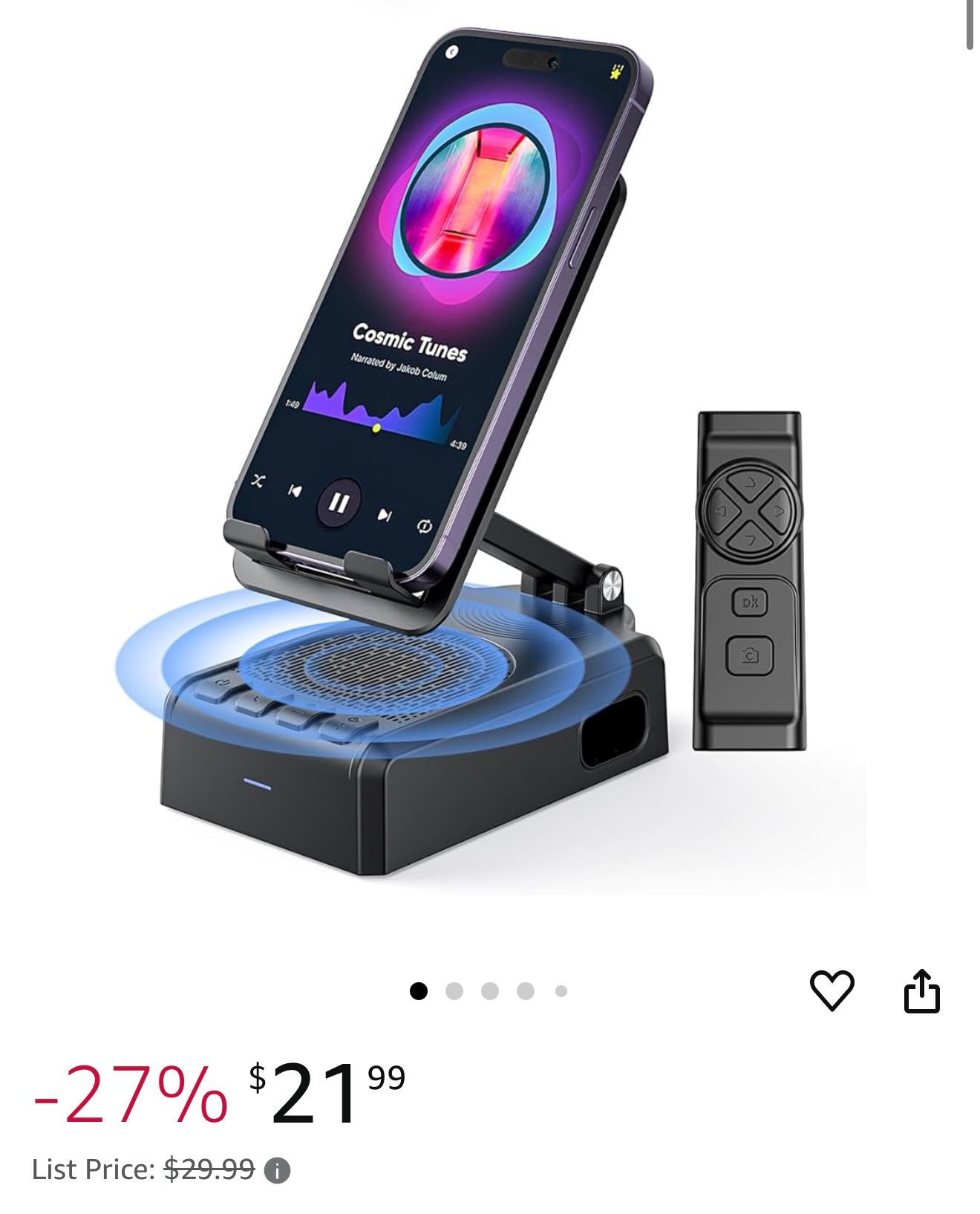 Bluetooth Speaker with Video Scrolling Remote and Phone Stand,