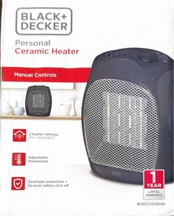 Black+Decker Personal Ceramic Heater BHDC500B46