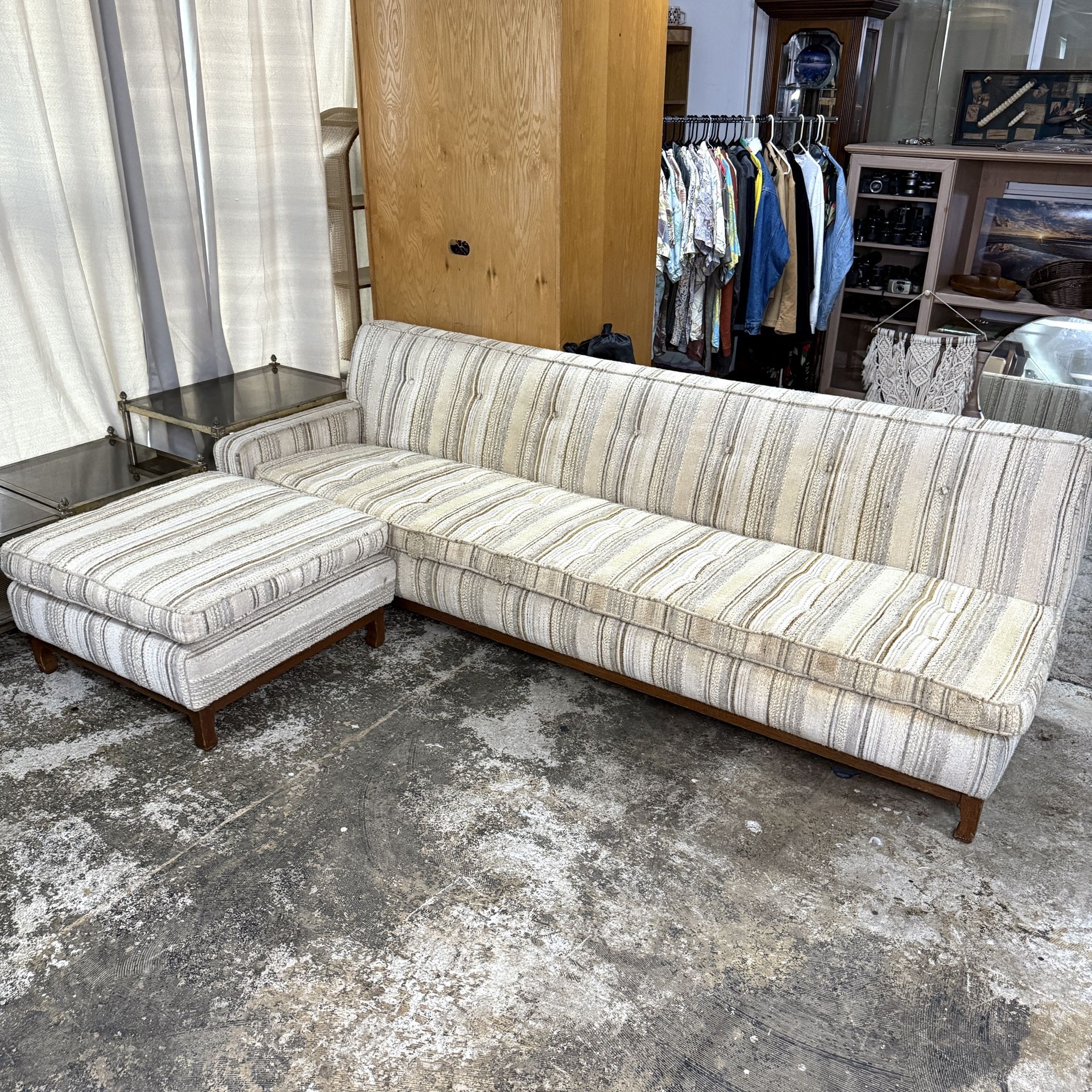 Couch Free Delivery Wool Striped Sofa & Ottoman