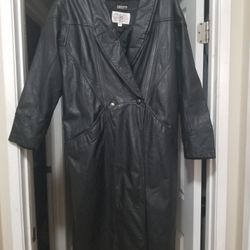 Black Genuine Leather Coat with Zip Off Liner