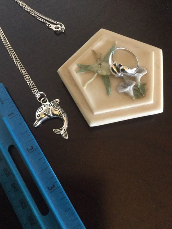 Love Dolphins 🐬 Silver Ring 💍 Silver plated Dolphin necklace & chain 🌊🐬
