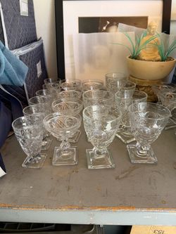 Vintage Pressed Glass Footed Goblets Set