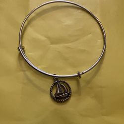 Handmade Silver Charm Bangle Bracelet
