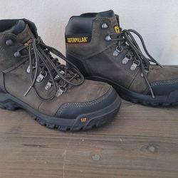 Caterpillar Men's Brown Steel Toe Work Boots  Leather Size 9.5