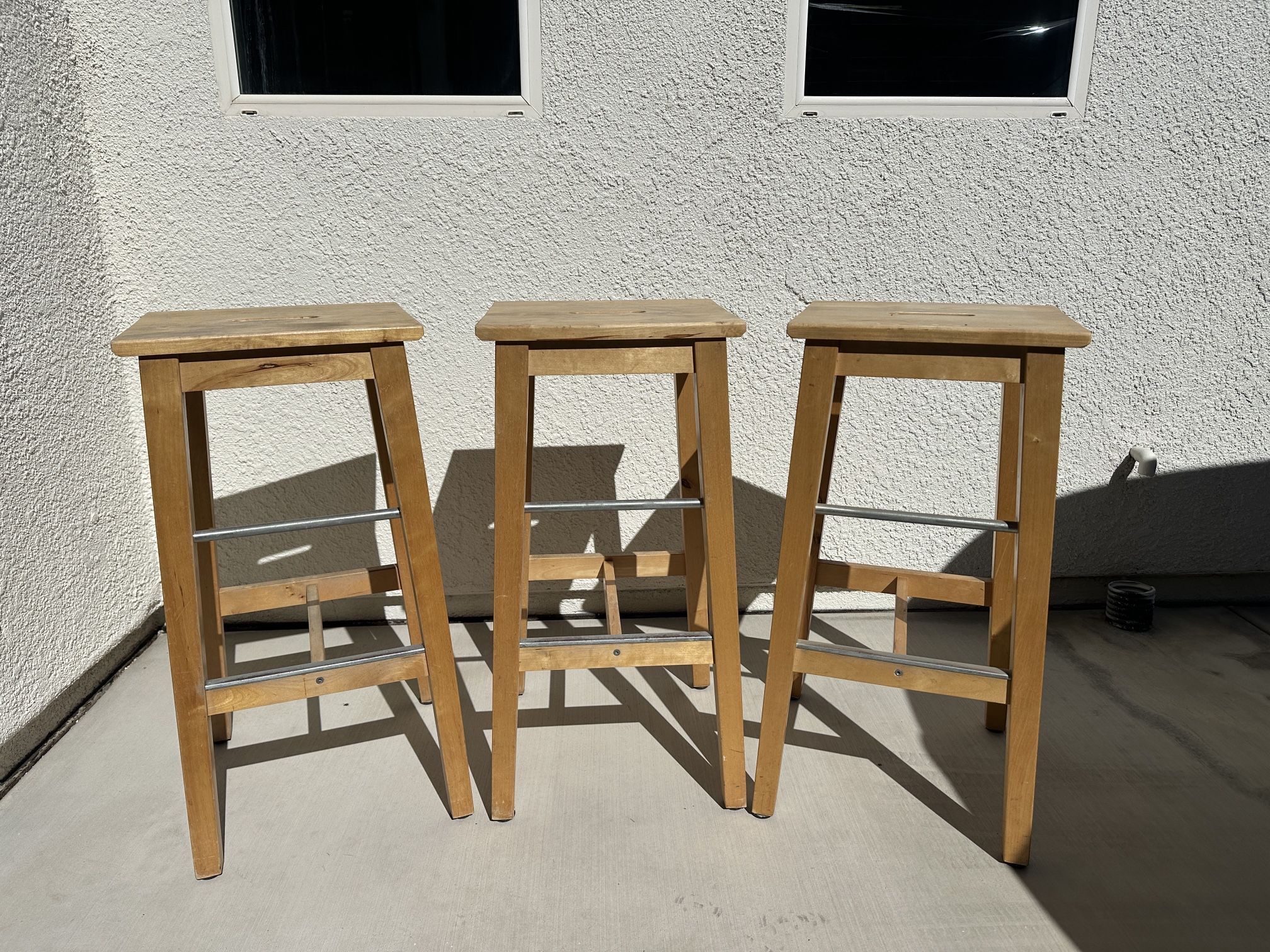 3 Wooden Bar Stools 