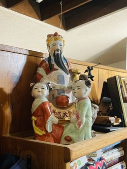 Vintage Asian Prosperity Figurine – Lucky Wealth God Decor | Retails $105
