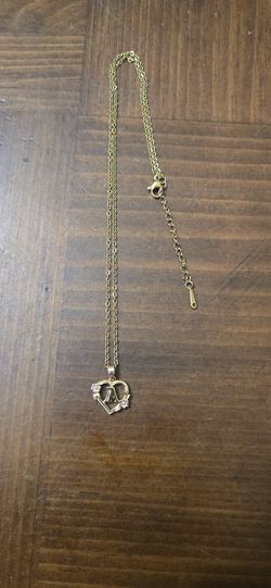 Letter A Gold Pendent Necklace With Rose Gold Flowers And A Gold Chain