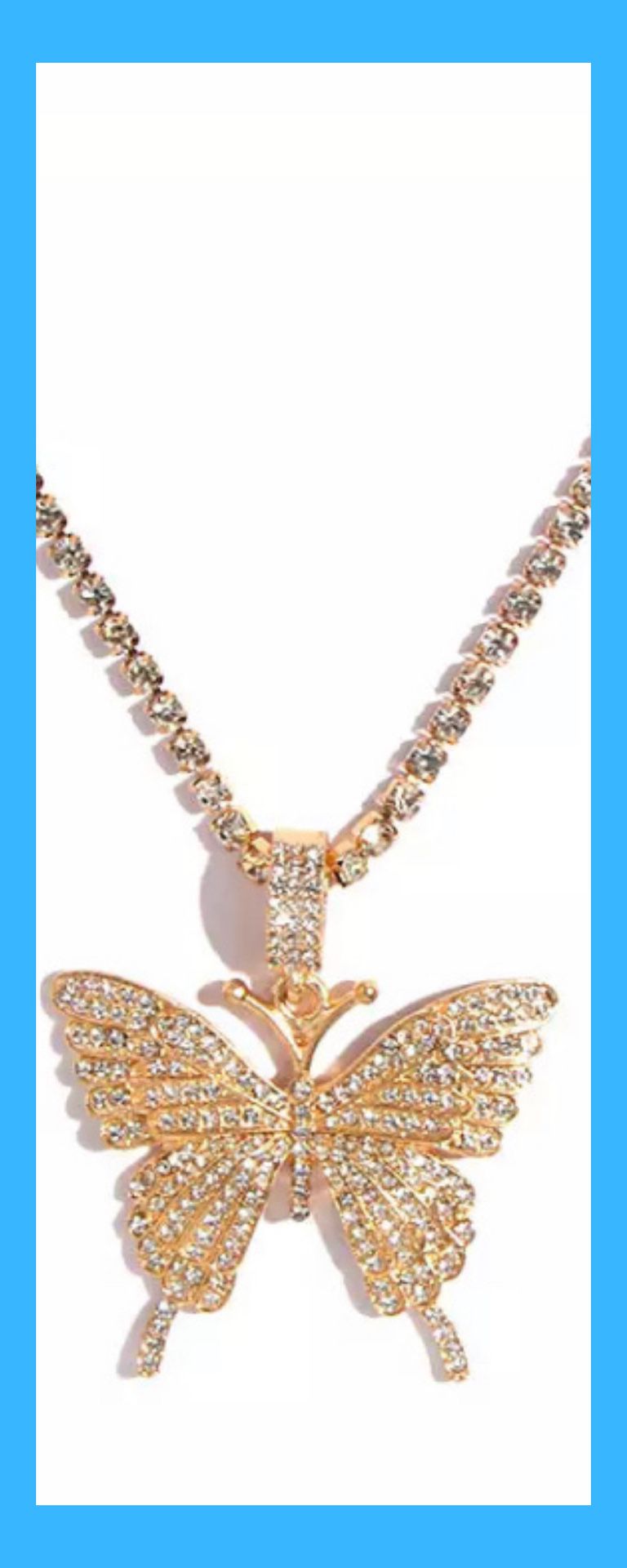Butterfly Icy Bling Pendant Necklace 