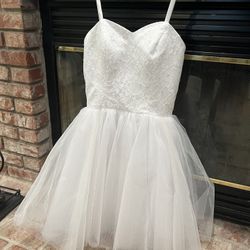 White Beaded Tulle Formal Dress, ideal for special occasion (size 2)