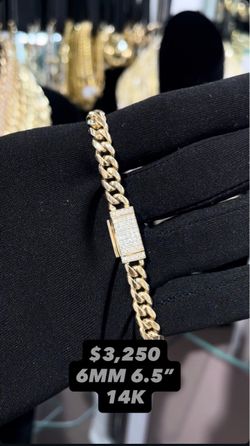 14K 6MM Solid Gold Cuban Link Bracelet 6.5”