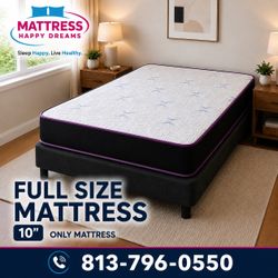 Full Size Mattress 10 Inch | Also Available in Twin, Queen & King | New From Factory | Same Day Pickup & Delivery 🚚 Available!