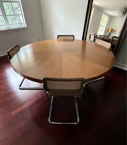 65” Round Wood Dining Table – Modern / Mid-Century Style