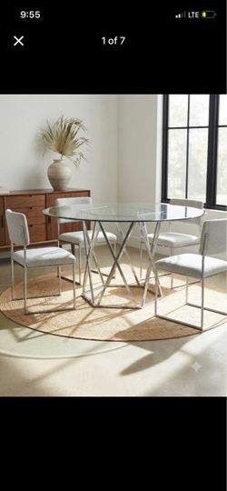Modern Chrome and Glass Round Dining Table