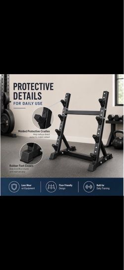 Barbell Storage Rack, 4-Tier Steel Stand for EZ Curl and Straight Bars