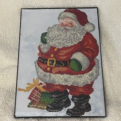 Handmade Santa COMPLETED AND FRAMED Diamond Dotz home wall bedroom decor