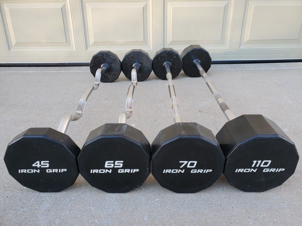 Iron Grip Multi-Sided Solid Steel Urethane Encased Barbells