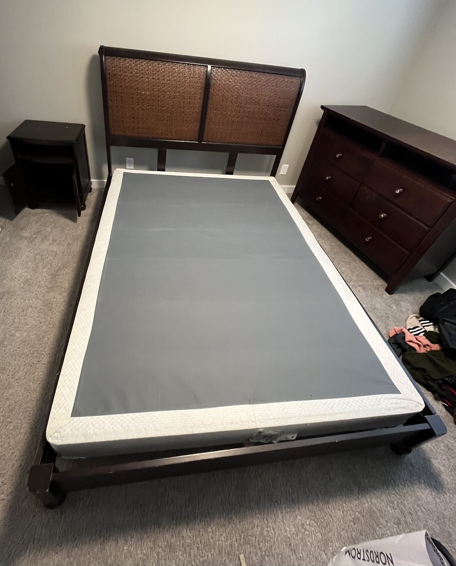 Bedroom Set - Queen Bed With Box Spring, Dresser And Side Table 