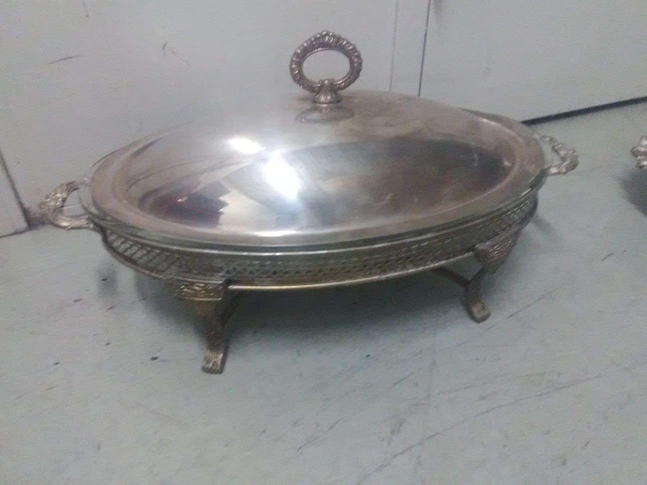 Vintage Oval Silver plated lid and stand serving platter
