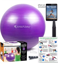 EXERCISE BALL - GYM QUALITY | Anti-Burst, Non-Slip Exercise Balls | Fast Start Stability Ball Workout Guide | Use for Yoga, Pilates, CrossFit, Birthi